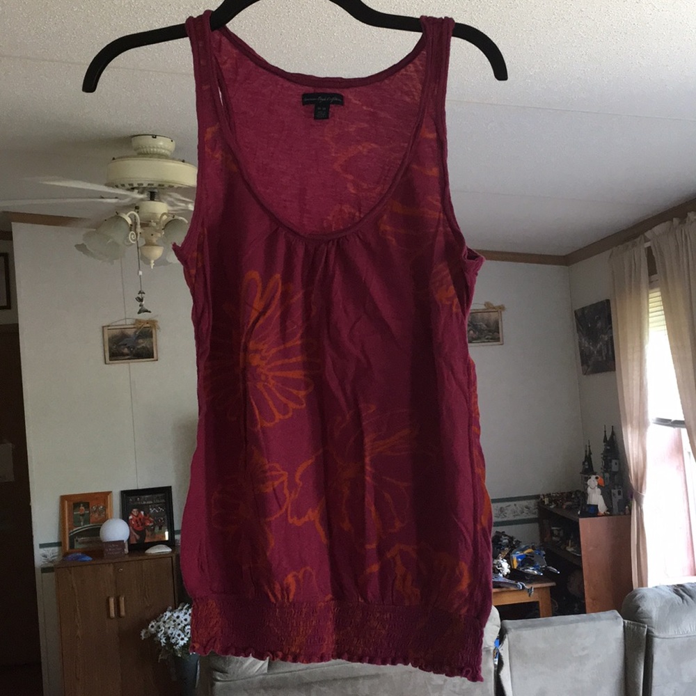 Pink with orange flowers tank top